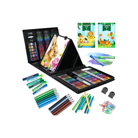 Art Supplies Kit, 276 PCS Art Set for Kids, Art Kits, Art Drawing Kit with Double Sided Trifold Easel Box with Oil Pastels, Crayons, Colored Pencils, Paint Brush, Watercolor Cakes